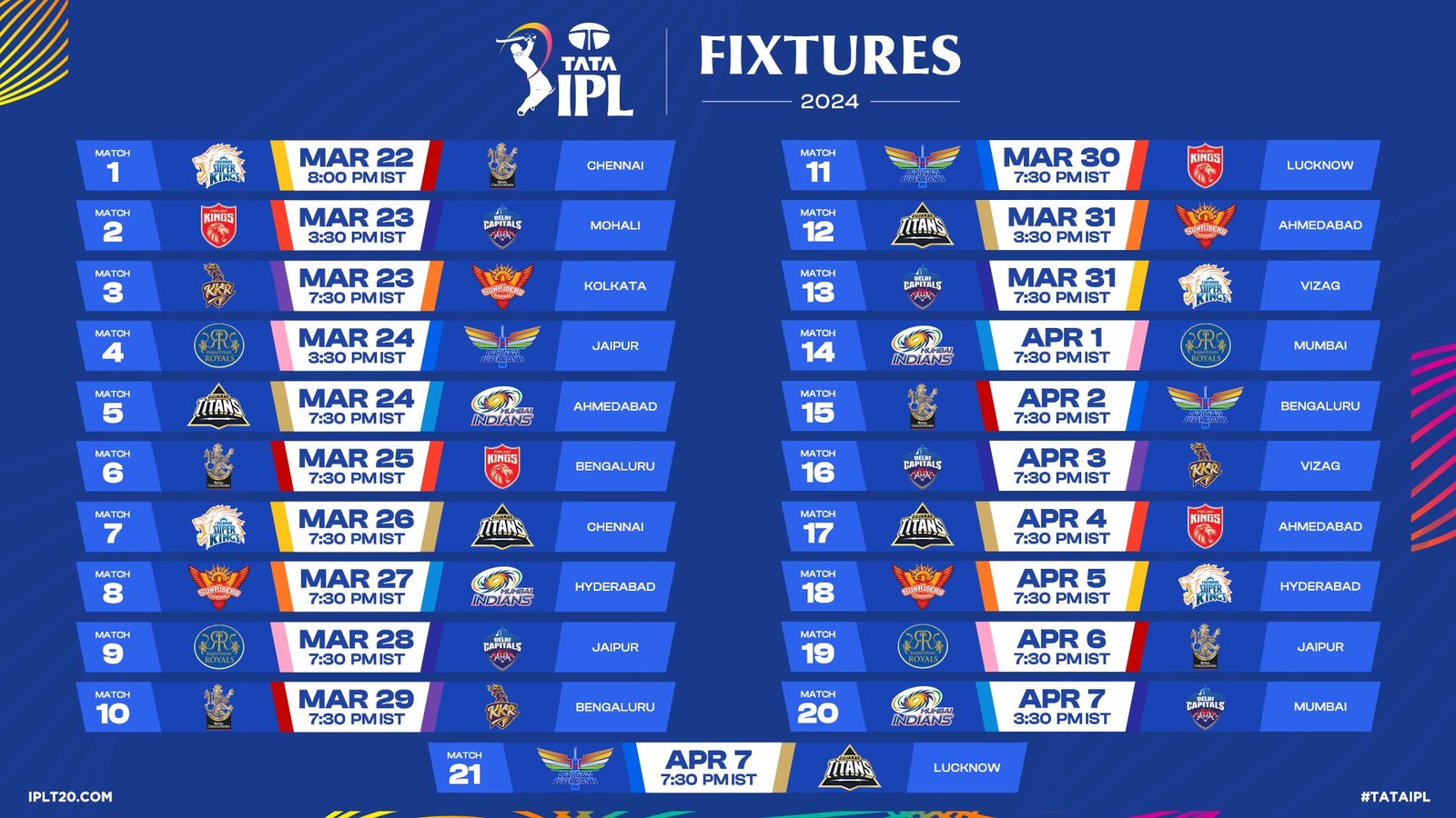 IPL schedule 2024